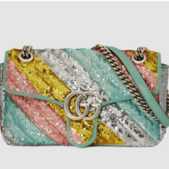 Gucci GG Marmont Multi-Color Sequined Shoulder Bag - Picture 3 of 9